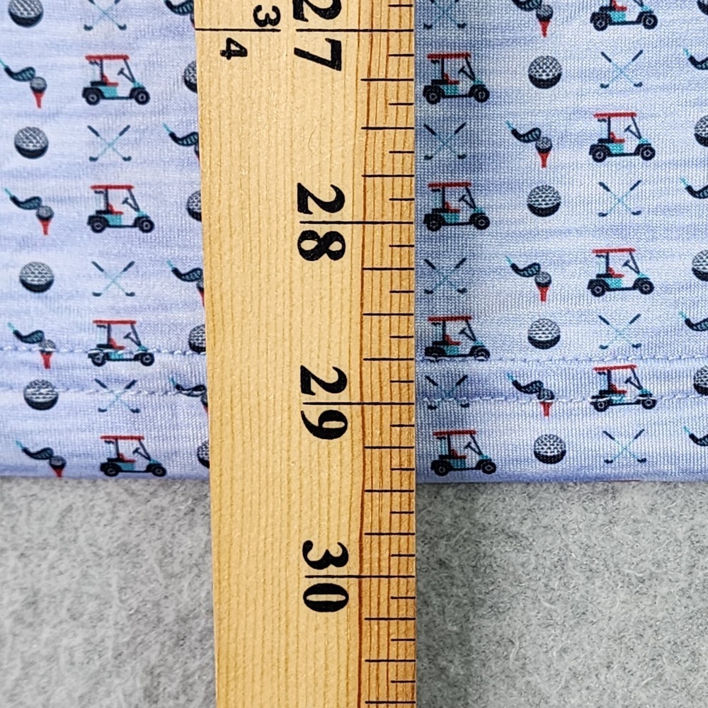 TailorByrd Performance Golf Polo Mens XL Shirt Blue Golf Cart Pattern AOP SPF-30 - Picture 14 of 16